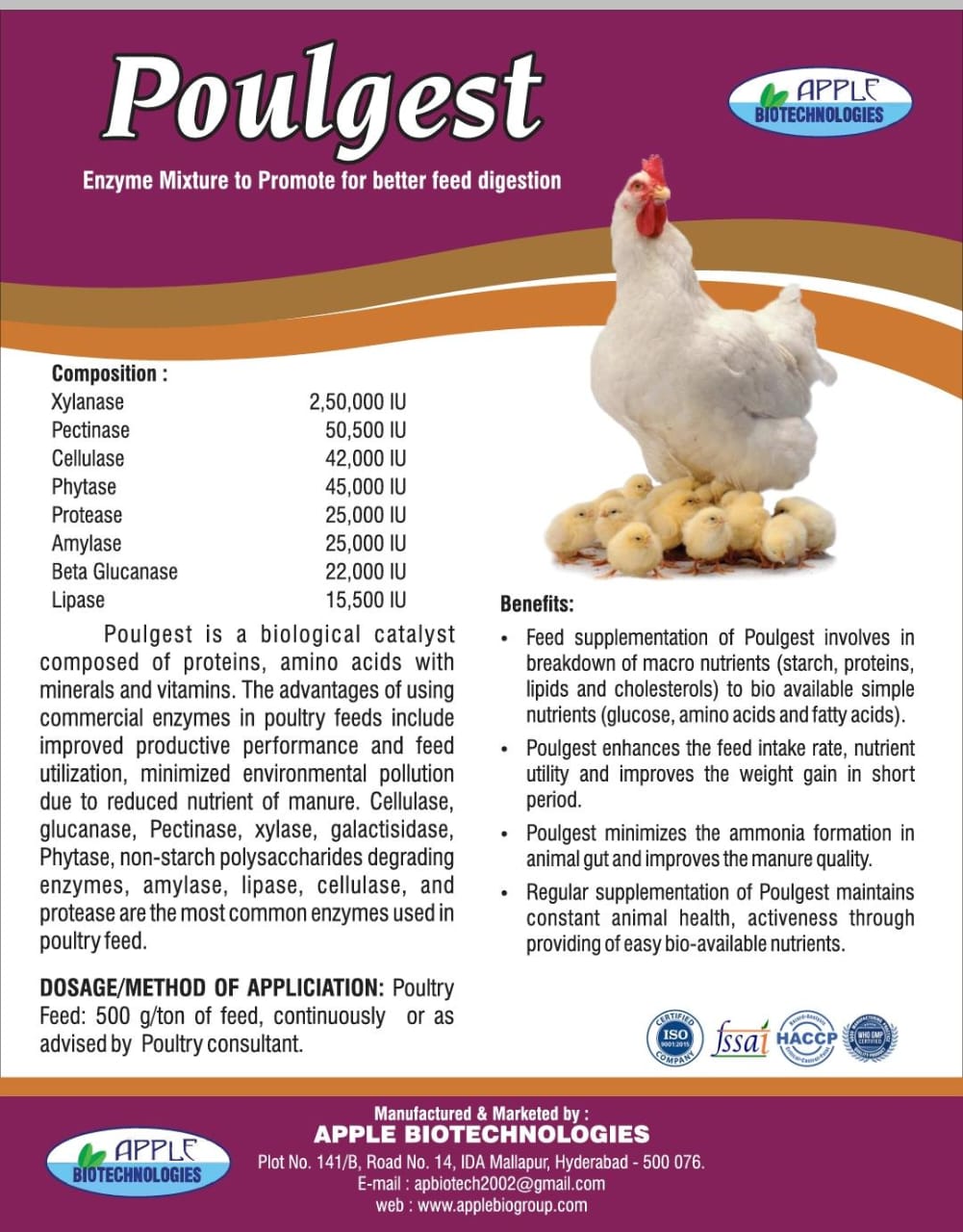 POULGEST Enzyme Mixture to Promote for better feed digestion